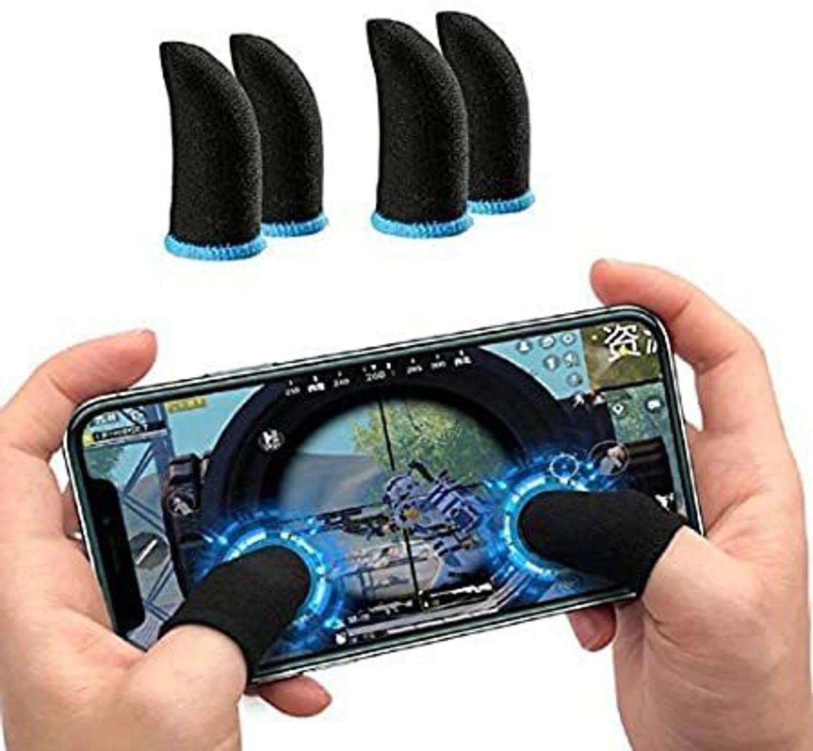 gaming finger Sleeve Thumb Grip Sweatproof Smooth & Responsive Touch Combo Set Designed for Gaming (Black)